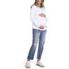image:imageMotherhood Maternity Womens Long Sleeve Scoop Neck Tulip Nursing Tee Shirt for Breastfeeding with Easy AccessWhite