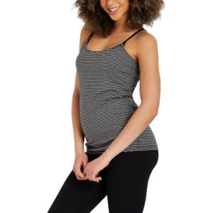 image:imageMotherhood Maternity Womens Clip Down Nursing Tank Top Cami with Adjustable Straps and Builtin Shelf Bra for BreastfeedingBlackGrey Stripe
