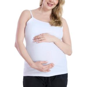 image:imageMotherhood Maternity Womens Clip Down Nursing Tank Top Cami with Adjustable Straps and Builtin Shelf Bra for BreastfeedingWhite