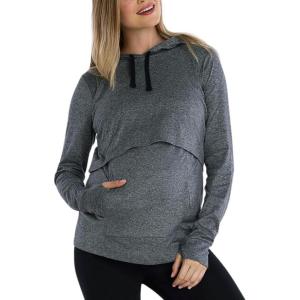 image:imageMotherhood Maternity Womens Lift Up Nursing Hoodie for BreastfeedingBlackGrey Spacedye