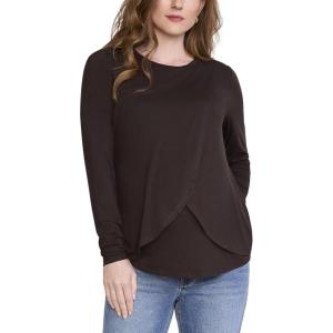 image:imageMotherhood Maternity Womens Long Sleeve Scoop Neck Tulip Nursing Tee Shirt for Breastfeeding with Easy AccessChocolate Tort