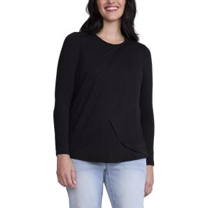 image:imageMotherhood Maternity Womens Long Sleeve Scoop Neck Tulip Nursing Tee Shirt for Breastfeeding with Easy AccessJet Black
