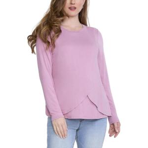 image:imageMotherhood Maternity Womens Long Sleeve Scoop Neck Tulip Nursing Tee Shirt for Breastfeeding with Easy AccessOrchid Haze