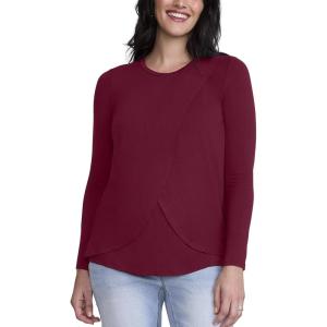 image:imageMotherhood Maternity Womens Long Sleeve Scoop Neck Tulip Nursing Tee Shirt for Breastfeeding with Easy AccessTawny Port