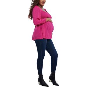 image:imageMotherhood Maternity Womens Long Sleeve Smocked Babydoll TopCabaret