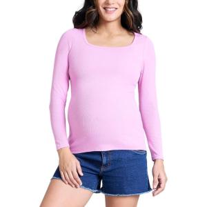 image:imageMotherhood Maternity Womens Long Sleeve Square Neck Ribbed Pregnancy TShirtCyclamen