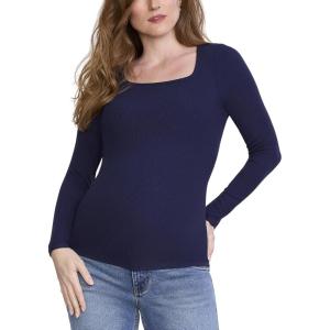 image:imageMotherhood Maternity Womens Long Sleeve Square Neck Ribbed Pregnancy TShirtPeacoat