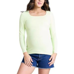 image:imageMotherhood Maternity Womens Long Sleeve Square Neck Ribbed Pregnancy TShirtSoft Lime