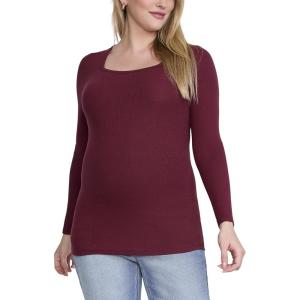 image:imageMotherhood Maternity Womens Long Sleeve Square Neck Ribbed Pregnancy TShirtTawny Port