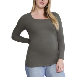 image:imageMotherhood Maternity Womens Long Sleeve Square Neck Ribbed Pregnancy TShirtThyme