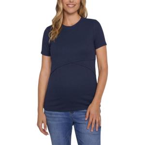 image:imageMotherhood Maternity Womens Short Sleeve Crew Neck CrossOver Nursing Tee Shirt for Breastfeeding with Easy AccessPeacoat