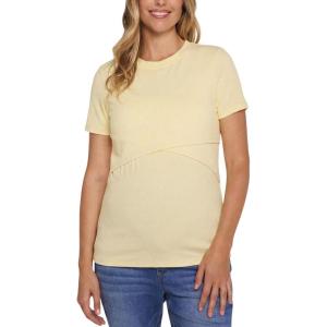 image:imageMotherhood Maternity Womens Short Sleeve Crew Neck CrossOver Nursing Tee Shirt for Breastfeeding with Easy AccessSoft Yellow