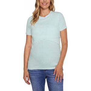 image:imageMotherhood Maternity Womens Short Sleeve Crew Neck CrossOver Nursing Tee Shirt for Breastfeeding with Easy AccessWhispering Blue