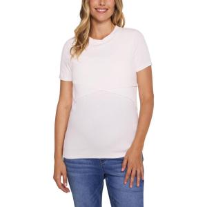 image:imageMotherhood Maternity Womens Short Sleeve Crew Neck CrossOver Nursing Tee Shirt for Breastfeeding with Easy AccessWhite