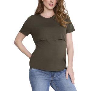image:imageMotherhood Maternity Womens Short Sleeve Crew Neck Nursing Lightweight Tee Shirt for Breastfeeding with Easy LiftUp AccessDeep Depths