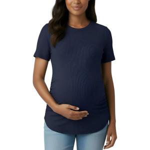 image:imageMotherhood Maternity Womens Short Sleeve Crew Neck Side Ruching Pregnancy Tee ShirtPeacoat