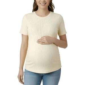 image:imageMotherhood Maternity Womens Short Sleeve Crew Neck Side Ruching Pregnancy Tee ShirtSoft Yellow