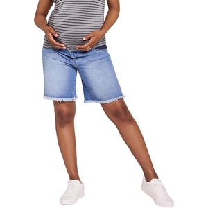 image:imageMotherhood Maternity Womens Under the Belly Denim Pregnancy Shorts with Side Elastic Panel InsetsBeth Medium Wash