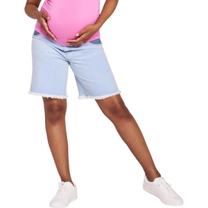 image:imageMotherhood Maternity Womens Under the Belly Denim Pregnancy Shorts with Side Elastic Panel InsetsSara Light Wash