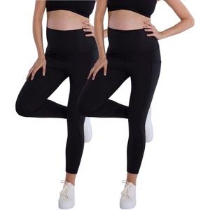 image:imageMotherhood Maternity Womens High Waist Over The Belly Pregnancy Workout Active Pocket Legging 2Pack23 Inch Black 2 Pack