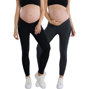 image:imageMotherhood Maternity Womens Maternity Bump Start 2 Pack Under Belly Casual LeggingsBlack and Grey