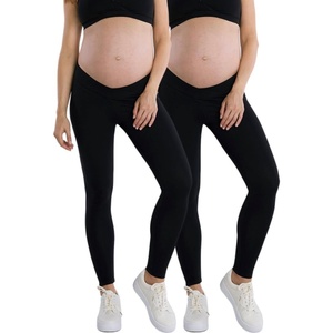 image:imageMotherhood Maternity Womens Maternity Bump Start 2 Pack Under Belly Casual LeggingsBlackBlack