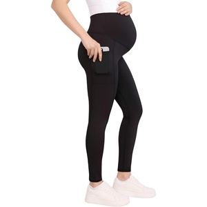 image:imageMotherhood Maternity Womens Over the Belly Workout Activewear Pregnancy Leggings with PocketsBlack