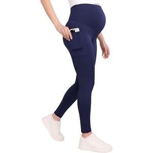 image:imageMotherhood Maternity Womens Over the Belly Workout Activewear Pregnancy Leggings with PocketsPeacoat