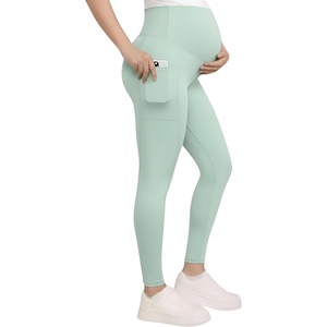 image:imageMotherhood Maternity Womens Over the Belly Workout Activewear Pregnancy Leggings with PocketsWhispering Blue
