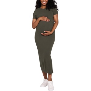 image:imageMotherhood Maternity Womens Short Sleeve Crew Neck CrossOver Nursing Dress for Breastfeeding with Easy AccessDeep Depths