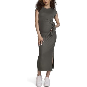 image:imageMotherhood Maternity Womens Short Sleeve Crew Neck Side Tie Detail Midi Casual Pregnancy DressThyme