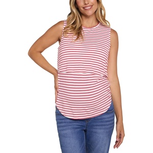 image:imageMotherhood Maternity Womens Nursing Sleeveless Tank Top for Breastfeeding with with Easy Liftup AccessWhiteSki Patrol Stripe
