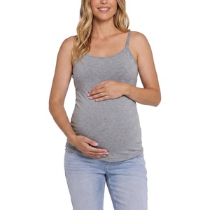 image:imageMotherhood Maternity Womens Clip Down Nursing Tank Top Cami with Adjustable Straps and Builtin Shelf Bra for BreastfeedingLight Heather Grey