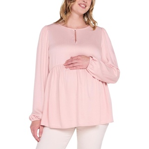 image:imageMotherhood Maternity Womens Long Sleeve Empire Waist Keyhole Woven Pregnancy BlousePeachskin