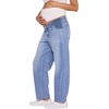 image:imageMotherhood Maternity Womens Under Belly Barrel Leg Denim Pregnancy Jeans with Dart DetailSilver Light Wash