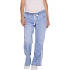 image:imageMotherhood Maternity Womens Under the Belly Tie Waist Relaxed Wide Leg Lightweight Denim Pregnancy PantsAddie Light WashWhite Side Stripes