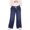 image:imageMotherhood Maternity Womens Under the Belly Tie Waist Relaxed Wide Leg Lightweight Denim Pregnancy PantsGrady Wash