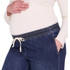 image:imageMotherhood Maternity Womens Under the Belly Tie Waist Relaxed Wide Leg Lightweight Denim Pregnancy PantsGrady Wash