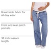 image:imageMotherhood Maternity Womens Under the Belly Tie Waist Relaxed Wide Leg Lightweight Denim Pregnancy PantsHansel Wash