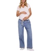 image:imageMotherhood Maternity Womens Under the Belly Tie Waist Relaxed Wide Leg Lightweight Denim Pregnancy PantsHansel Wash