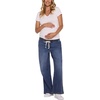 image:imageMotherhood Maternity Womens Under the Belly Tie Waist Relaxed Wide Leg Lightweight Denim Pregnancy PantsJane Wash