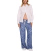 image:imageMotherhood Maternity Womens Under the Belly Tie Waist Relaxed Wide Leg Lightweight Denim Pregnancy PantsPatchwork Medium Wash