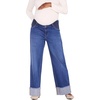 image:imageMotherhood Maternity Womens Under Belly Wide Leg Turn Up Hem Denim Pregnancy JeansDark Wash