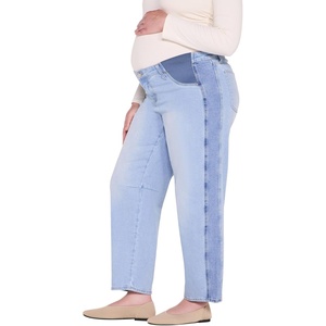 image:imageMotherhood Maternity Womens Under Belly Barrel Leg Denim Pregnancy Jeans with Dart DetailLightMedium Wash