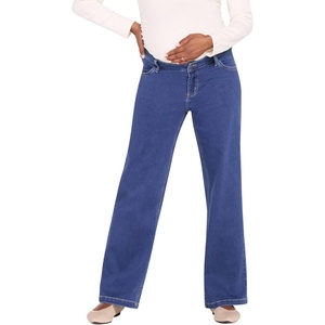 image:imageMotherhood Maternity Womens Under Belly Knit Denim Straight Leg Pregnancy JeansDark Wash