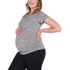 image:imageMotherhood Maternity Womens Short Sleeve Raglan Workout Active Pregnancy TeeHeather Charcoal