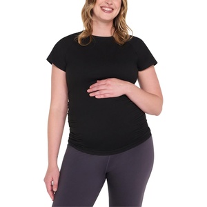 image:imageMotherhood Maternity Womens Short Sleeve Raglan Workout Active Pregnancy TeeBlack