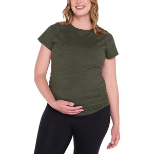 image:imageMotherhood Maternity Womens Short Sleeve Raglan Workout Active Pregnancy TeeDeep Depths