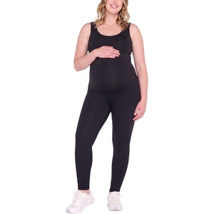 image:imageMotherhood Maternity Womens Scoop Neck Active Unitard Pregnancy JumpsuitBlack