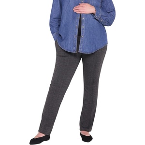 image:imageMotherhood Maternity Womens Mia Over Belly Straight Leg Work Pregnancy PantsGreyBlack Plaid